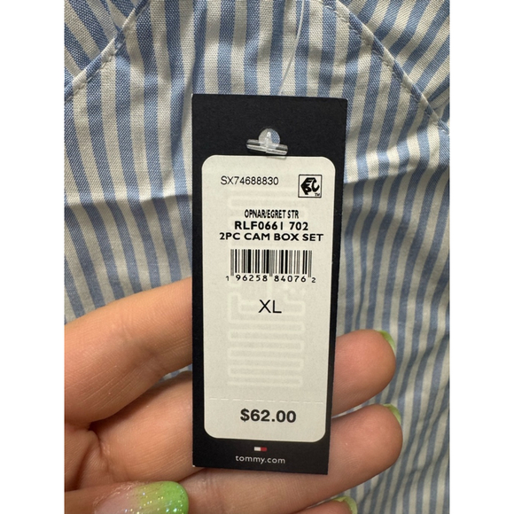 Women's Tommy Hilfiger Cami & Shorts Set XL Blue Striped Pajama Sleepwear - Picture 6 of 6